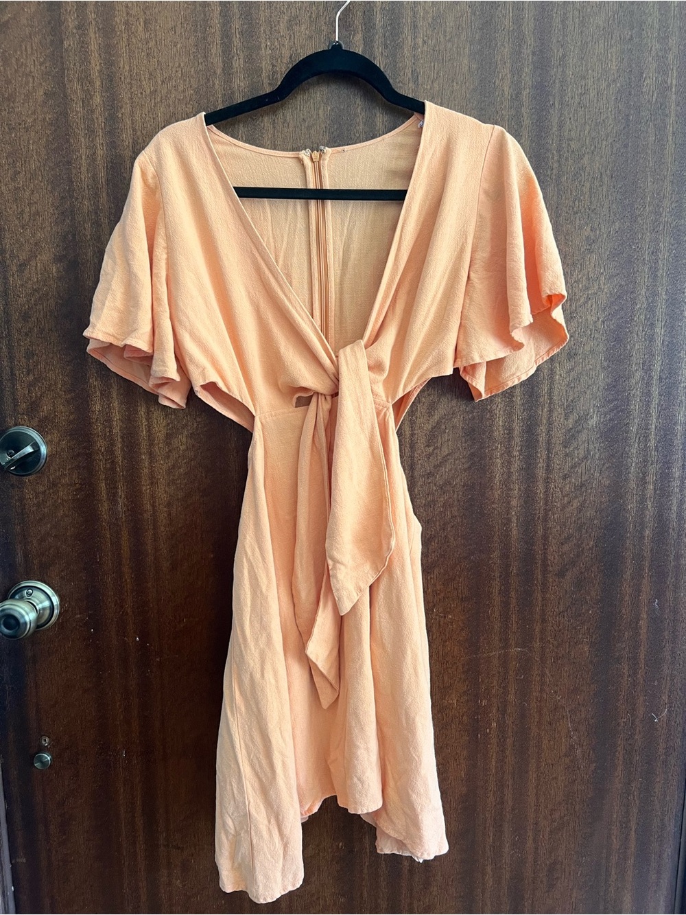Lulu's Peach Tie-Front Mini Dress
